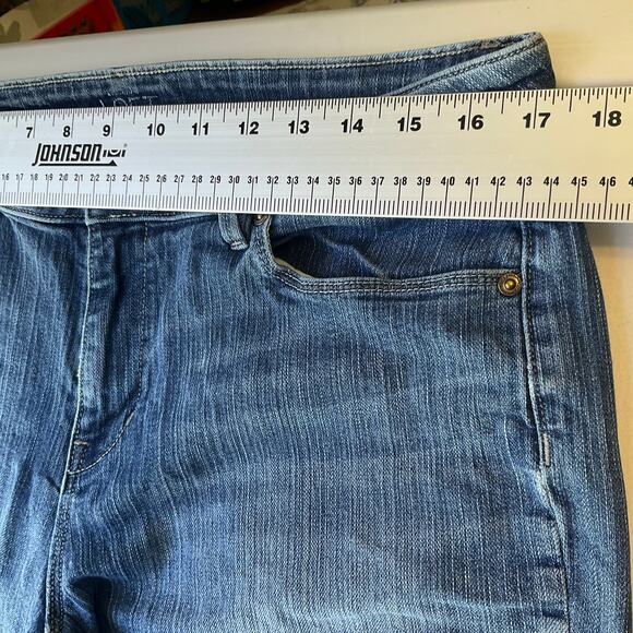 Ann Taylor LOFT Women Curvy Skinny Jeans size 12 Blue Mid Rise Boot Cut - Picture 2 of 10